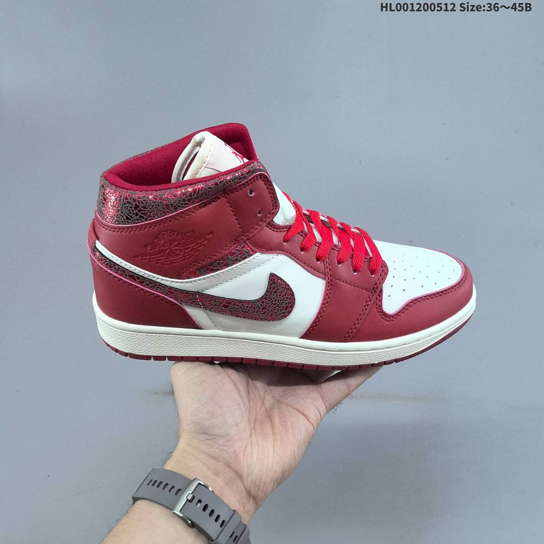 a Air Jordan 1 Mid "Red Cracked Leather" AJ1 1 aj1 1 - foto 2