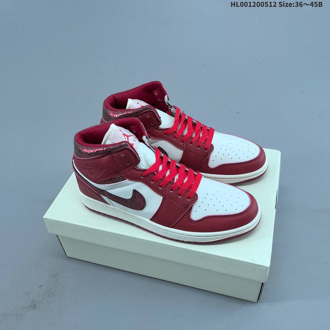 a Air Jordan 1 Mid "Red Cracked Leather" AJ1 1 aj1 1
